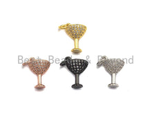 Load image into Gallery viewer, Clear CZ Micro Pave Goblet Pendant, Wine Cup Charm, Cup Pave Pendant, Gold/Silver/Rose Gold/Black plated, 9x14mm, Sku#X109