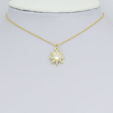 Load image into Gallery viewer, Clear CZ Gold Moonstone Sunflower Charm Pendant, Sku#LK1165