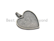 Load image into Gallery viewer, Rhidium CZ Micro Pave Heart Pendant, Heart Shaped Pave Pendant, Antique Silver Color Heart, 31x32mm, Sku#X119