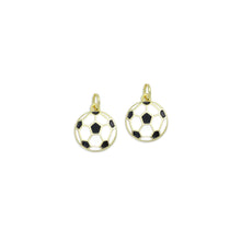Load image into Gallery viewer, White Black Enamel Soccer Ball Charm Pendant,Sku#LX853