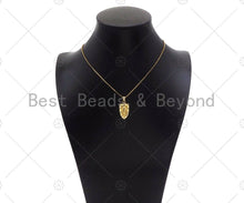 Load image into Gallery viewer, CZ Micro Pave Embossed Jesus/Virgin Mary On Shield Shape Pendant, 18K Gold Religion Charm, Necklace Bracelet Charm Pendant,12x24mm,Sku#LK308