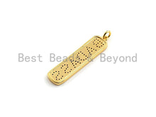 Load image into Gallery viewer, CZ Badass Micro Pave Long Bar Alphabet Pendant, Cubic Zirconia Strip Pendant, Micro pave letter pendant, 9x27mm, sku#X137
