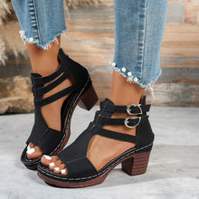 Load image into Gallery viewer, Women's Peep-Toe Wedge High-Heeled Sandals — Casual Stylish PU Wedge Heels