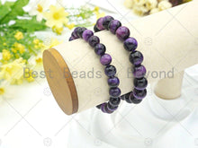 Load image into Gallery viewer, Natural Purple Tiger Eye Stretchy Bracelet