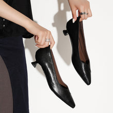 Load image into Gallery viewer, Women's Washed Cowhide Kitten Heel Pumps | Pointed Toe Leather Dress Shoes