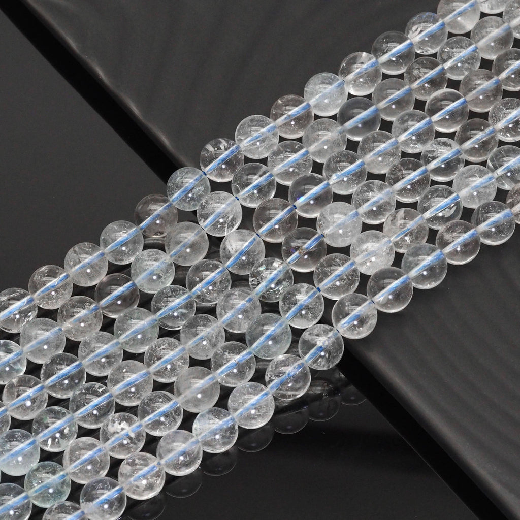 Genuine White Topaz Round Smooth Beads, Sku#U1640