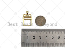 Load image into Gallery viewer, CZ Micro Pave 18k Gold Color Gift Box Shape Pendant, Cubic Zirconia Pendant, Christmas Charm, 20x15mm, Sku#LK206