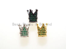 Load image into Gallery viewer, CZ King Crown Green Micro Pave Beads, Cubic Zirconia Crown Space Beads,Men's Women's Jewelry Making, 10x8mm, Sku#G404