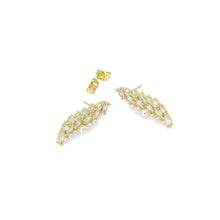 Load image into Gallery viewer, Gold Silver Pearl Angel Wings Earrings, Sku#A142