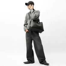 Load image into Gallery viewer, Men's Large Silver Quilted Crossbody Bag – Urban Minimalist PU Leather Shoulder Bag