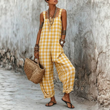 Load image into Gallery viewer, Linen Blend Sleeveless High-Waist Wide-Leg Overalls Jumpsuit – 5 Colors S–3XL