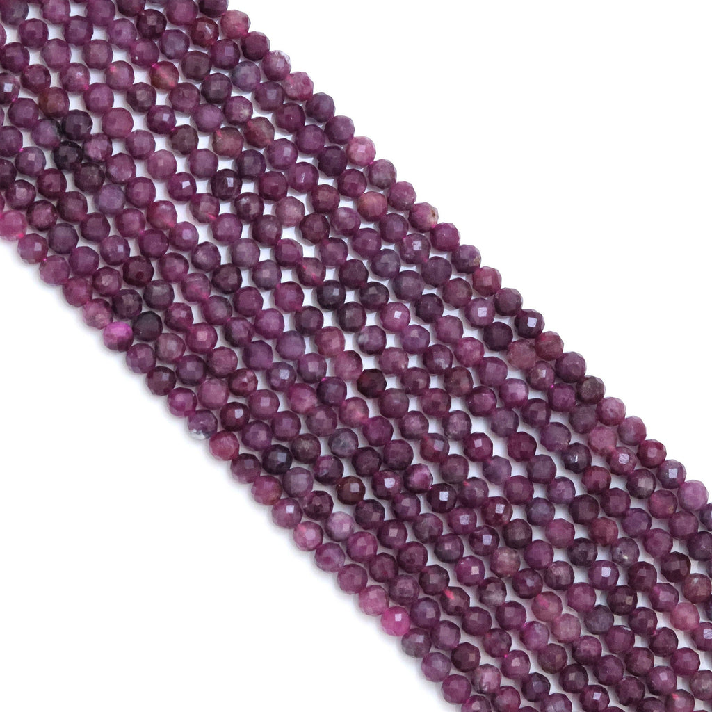 Genuine Pink Tourmaline Round Faceted Beads,Sku#U1838