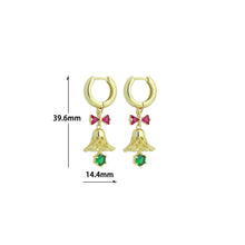Load image into Gallery viewer, Colorful CZ Christmas Jingle Bell Bow Earrings, Sku#A485