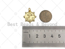 Load image into Gallery viewer, CZ Micro Pave Boat Anchor Coin Pendant/Charm,Sku#L384