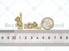 Load image into Gallery viewer, CZ Micro Pave 3D Teddy Bear Shape Pendant, 18K Gold Filled Teddy Bear Charm, Necklace Bracelet Charm Pendant,13x26mm,Sku#LK425