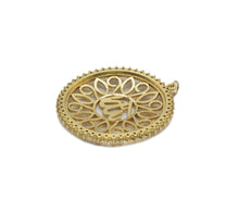 Load image into Gallery viewer, CZ Pave Large Gold Silver Filigree OM Flower Pendant, Sku#B331