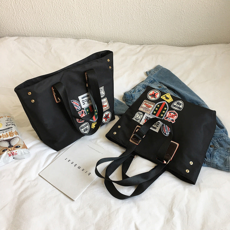 Hiphop Nylon Shoulder Tote Bag – Lightweight Waterproof Travel Bag for Men & Women