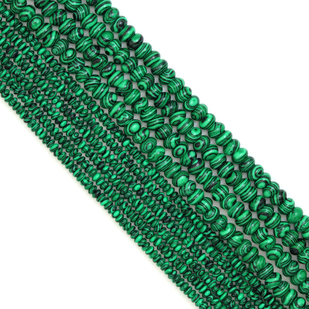Rondelle Smooth Malachite Jasper Beads, Sku#U1950