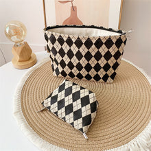 Load image into Gallery viewer, Women's Geometric Fabric Cosmetic Bag - Multi-Compartment Makeup Organizer with Zipper