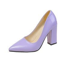 Load image into Gallery viewer, Women's Pointed-Toe Chunky Heel Pumps - Slip-On Block Heel Shoes