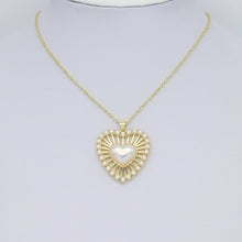 Load image into Gallery viewer, Large CZ Pave Pearl Heart  Pendant, Sku#LX626