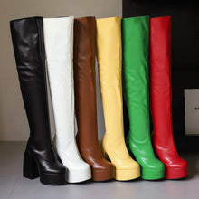 Load image into Gallery viewer, Women's Over-the-Knee Boots - Chunky Heel Platform Boots with Waterproof Design