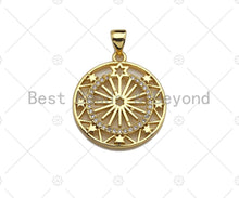 Load image into Gallery viewer, 18k Shiny Gold Filigree Star Wheel Coin Charms, Sku#LK144