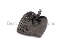 Load image into Gallery viewer, Micro Pave CZ Enamel Three Heart Pendant,Black Enamel Pendant,Enamel Heart Pendant, Oil Drop jewelry Findings,27x29mm,sku#F931