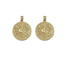 Load image into Gallery viewer, Gold Hamming Bird On Round Coin Charm, Sku#LK733