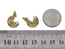 Load image into Gallery viewer, CZ Crescent Moon Star Charm, Sku#LK638