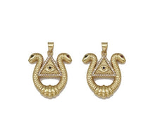 Load image into Gallery viewer, Gold CZ Snake With Triangle Evil Eye Charm, Sku#LK731