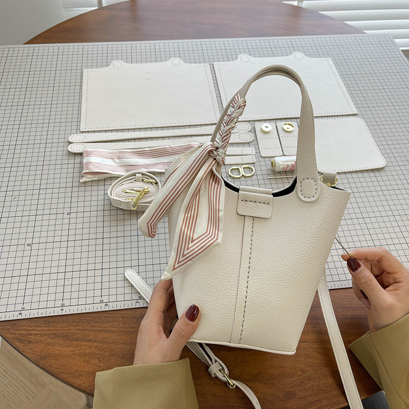 Western Style Bucket Bag with Silk Scarf