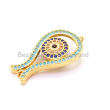 Load image into Gallery viewer, CZ Micro Pave Turquoise Evil Eye Pendant, Cubic Zirconia Pendant/Charm,15x31mm, sku#F27