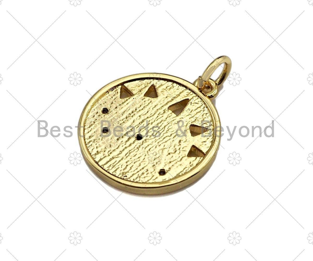 CZ Micro Pave Heart Arrows Eye Star Coin Charm,Sku#L417