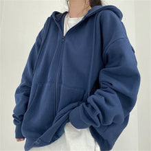 Load image into Gallery viewer, Women's Fashionable Zippered Plus-Size Hooded Jacket