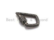 Load image into Gallery viewer, Fully Clear CZ Micro pave Drop Shape Clasp, CZ Pave Clasp, Antique Silver Color Carabiner Clasp, 17x25mm, sku#H178