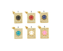 Load image into Gallery viewer, CZ Enamel Smiley Face Charm, Sku#JL84
