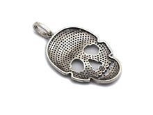 Load image into Gallery viewer, CZ Micro Pave Skull Pendant, Antique Finish Silver Tone, Clear Cubic Zirconia Big Pave Skull Charm Pendant,26x40mm, sku#F986