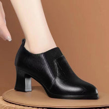 Load image into Gallery viewer, Women's Open-Toe Woven Stiletto Heels – Microfiber Leather Low Heel Shoes