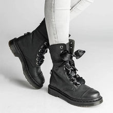 Load image into Gallery viewer, Women's British-Style Lace-Up Ankle Boots | Round Toe Flat Boots