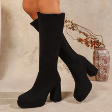 Load image into Gallery viewer, Women's Chunky Heel Over-the-Knee Boots - Square Toe Suede Winter Boots | Sarah Express