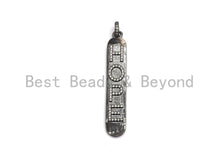 Load image into Gallery viewer, CZ Micro Pave Long Bar HOPE Pendant, Cubic Zirconia Strip Pendant, Micro pave Oval shape pendant, 50x9mm, sku#F647