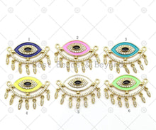 Load image into Gallery viewer, CZ Micro Pave Enamel Colorful Evil Eye With Teardrop Shape Pendant, 18K Gold Filled Evil Eye Charm,Necklace Bracelet Charm Pendant,Sku#L636