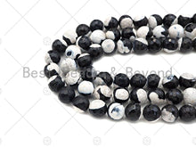 Load image into Gallery viewer, Natural Black White Fire Agate Round Faceted Beads, 8mm/10mm