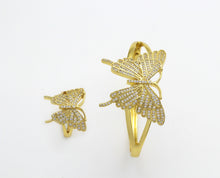Load image into Gallery viewer, CZ Butterfly Adjustable Bracelet and Rings, Sku#X320C