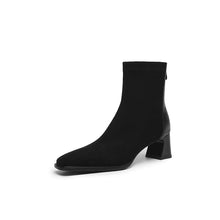 Load image into Gallery viewer, Women's Vintage Genuine Leather Patchwork Mid-Heel Ankle Boots | Round Toe Low Shaft