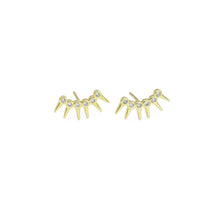 Load image into Gallery viewer, Gold CZ Spike Ear Climber Earrings, Sku#LD506