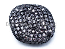 Load image into Gallery viewer, 18x16x7mm CZ Fully Micro Pave Flat Oval Diamond Shape Spacer Beads, Cubic Zirconia Marquise Shape Space Beads, Rose Gold Pave Beads, sku#N29