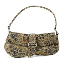 Load image into Gallery viewer, Leopard Print Underarm Bag - Distressed Canvas Shoulder Bag for Women