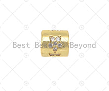 Load image into Gallery viewer, Pave Five Point Star Shape  Large Hole Tube Spacer Bead